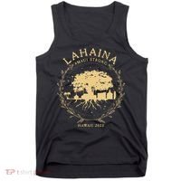 Maui Hawaii Shoreline Supportive Golden Maui Strong Lahaina Banyan Tree Tank Top thumb 0