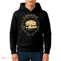 Maui Hawaii Shoreline Supportive Golden Maui Strong Lahaina Banyan Tree Kids Hoodie thumb 4