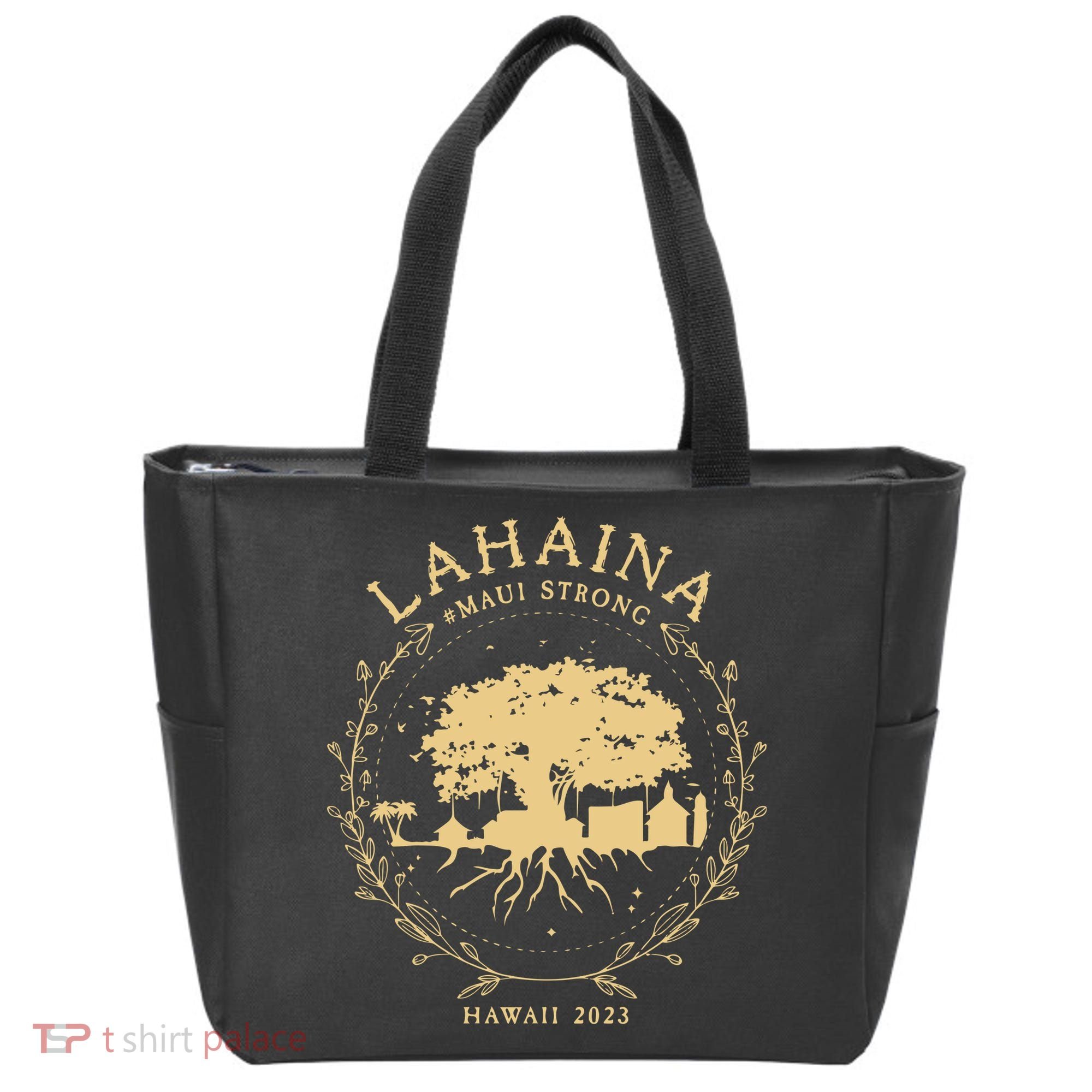 Maui Hawaii Shoreline Supportive Golden Maui Strong Lahaina Banyan Tree Tote Bag