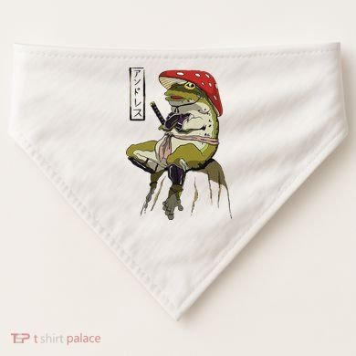 Mushroom Hat Samurai Frog Vintage Japanese Warrior USA-Made Doggie Bandana