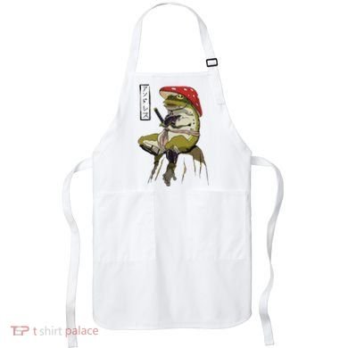 Mushroom Hat Samurai Frog Vintage Japanese Warrior Apron