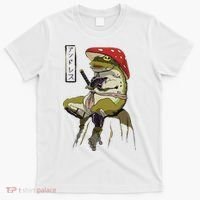 Mushroom Hat Samurai Frog Vintage Japanese Warrior T-Shirt thumb 0