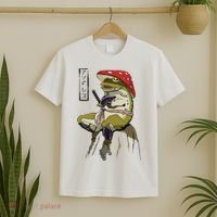 Mushroom Hat Samurai Frog Vintage Japanese Warrior T-Shirt thumb 2