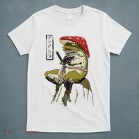 Mushroom Hat Samurai Frog Vintage Japanese Warrior T-Shirt thumb 5