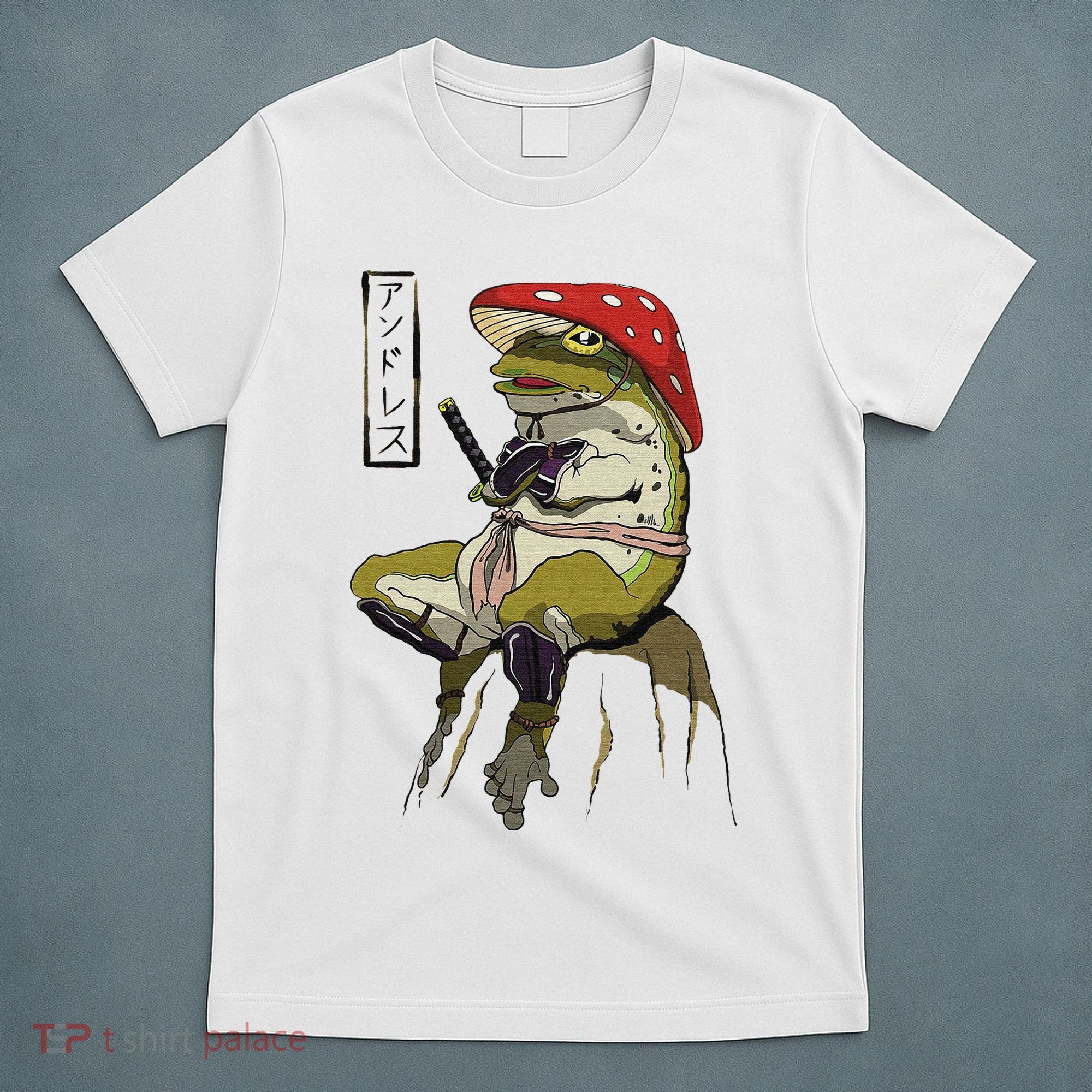 Mushroom Hat Samurai Frog Vintage Japanese Warrior T-Shirt