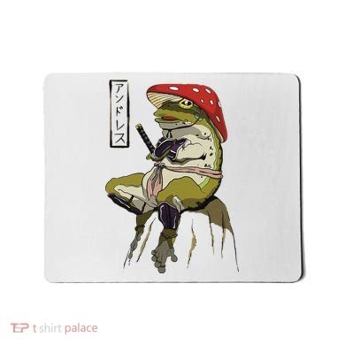 Mushroom Hat Samurai Frog Vintage Japanese Warrior Mousepad