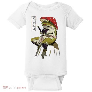 Mushroom Hat Samurai Frog Vintage Japanese Warrior Baby Bodysuit