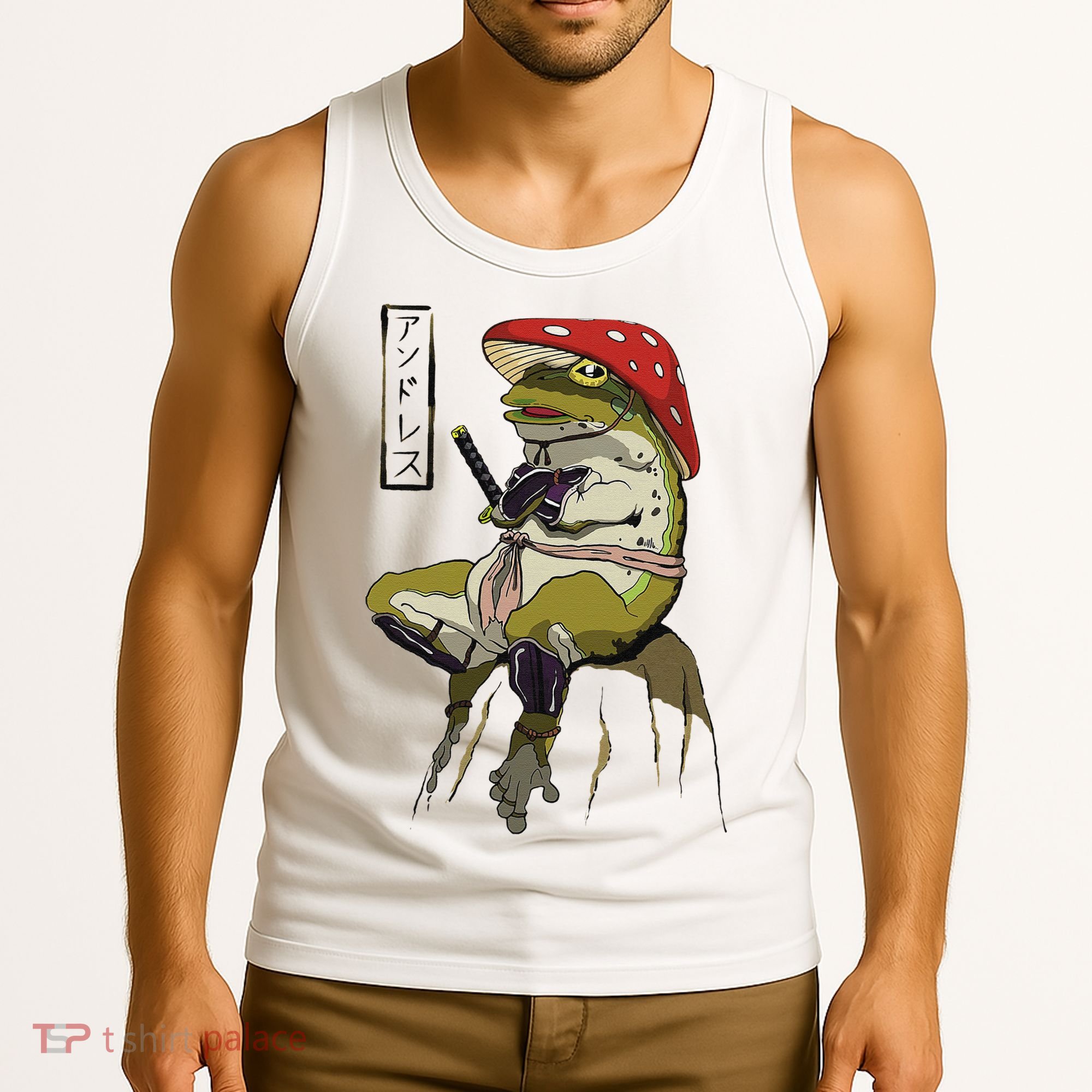 Mushroom Hat Samurai Frog Vintage Japanese Warrior Tank Top