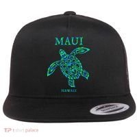 Maui Hawaii Sea Turtle Vacation Souvenir Flat Bill Trucker Hat thumb 0