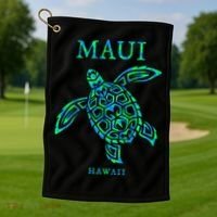 Maui Hawaii Sea Turtle Vacation Souvenir Golf Towel thumb 1