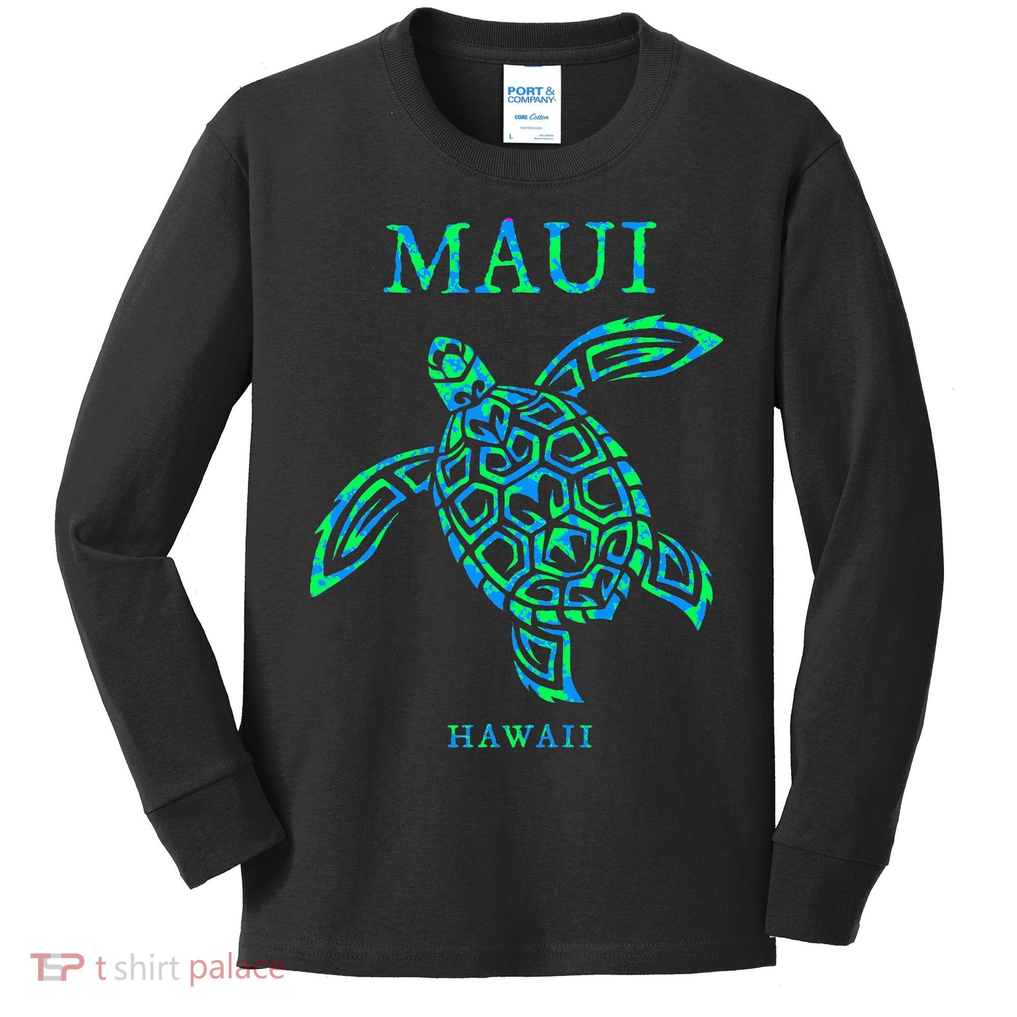 Maui Hawaii Sea Turtle Vacation Souvenir Kids Long Sleeve Shirt