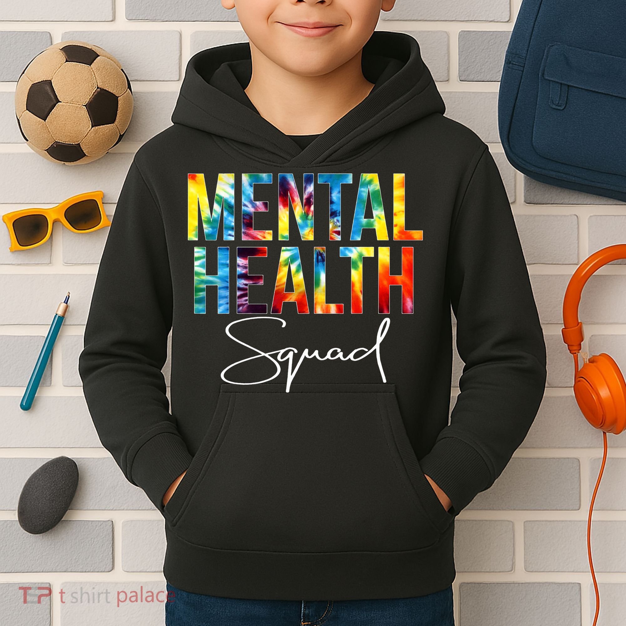 Mental Health Squad Appreciation Day Tie Dye  For Work Kids Hoodie