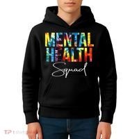Mental Health Squad Appreciation Day Tie Dye  For Work Kids Hoodie thumb 4