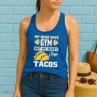 My Head Says Gym But My Heart Says Tacos Funny Taco Gift Great Gift Women's Tank Top thumb 2