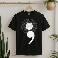 Mental Health Sunflower Semicolon T-Shirt thumb 2