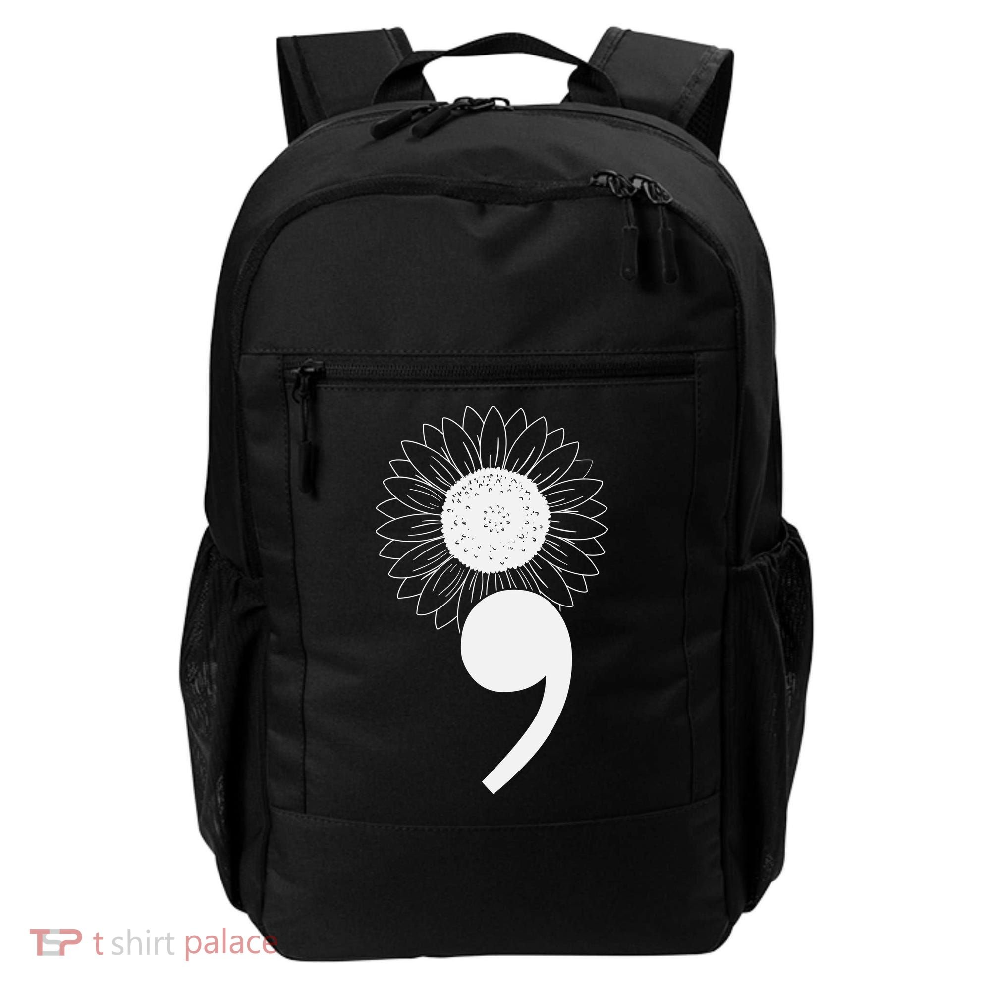 Mental Health Sunflower Semicolon Backpack