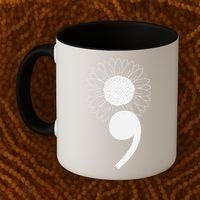 Mental Health Sunflower Semicolon Coffee Mug thumb 2