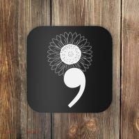 Mental Health Sunflower Semicolon Coaster thumb 0
