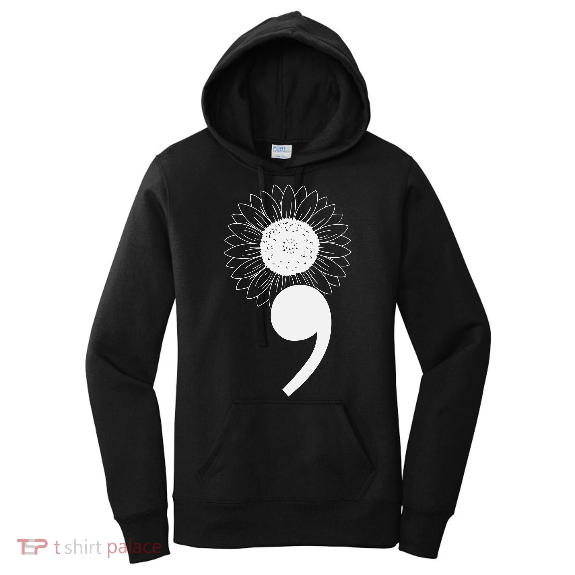 Mental Health Sunflower Semicolon Women's Hoodie