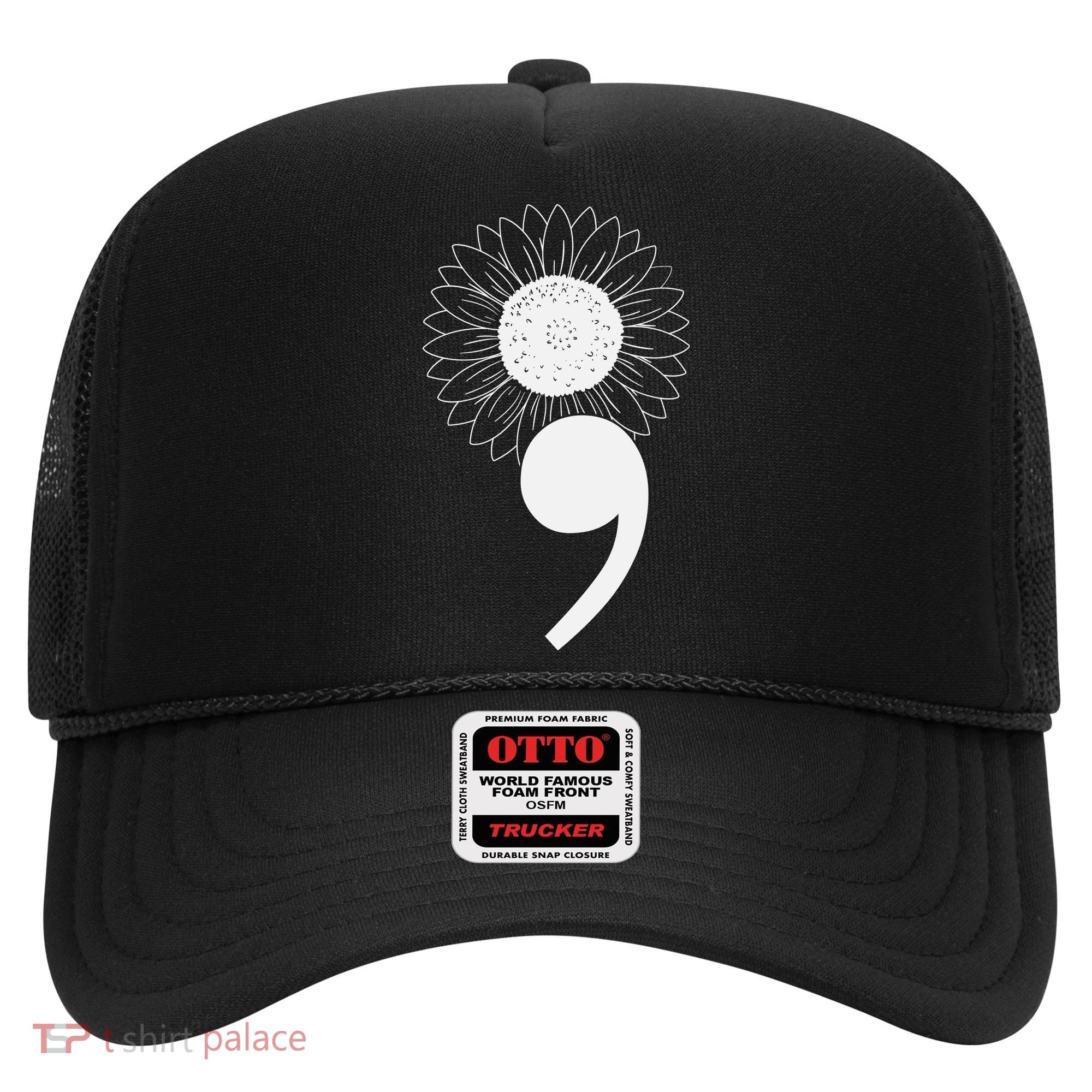 Mental Health Sunflower Semicolon Hat