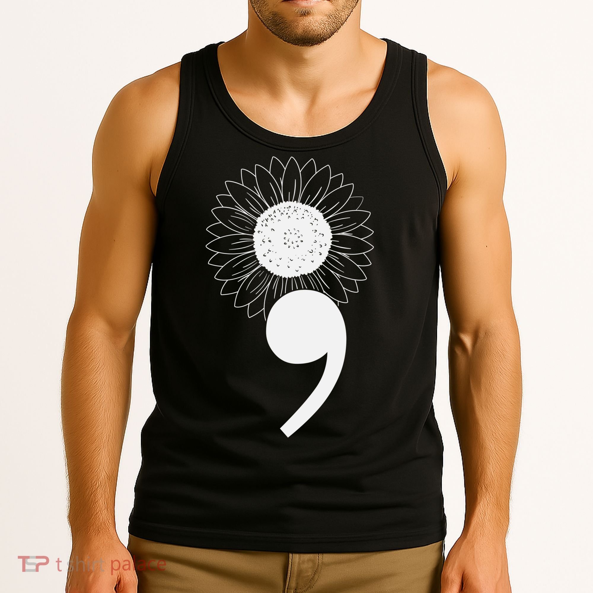 Mental Health Sunflower Semicolon Tank Top