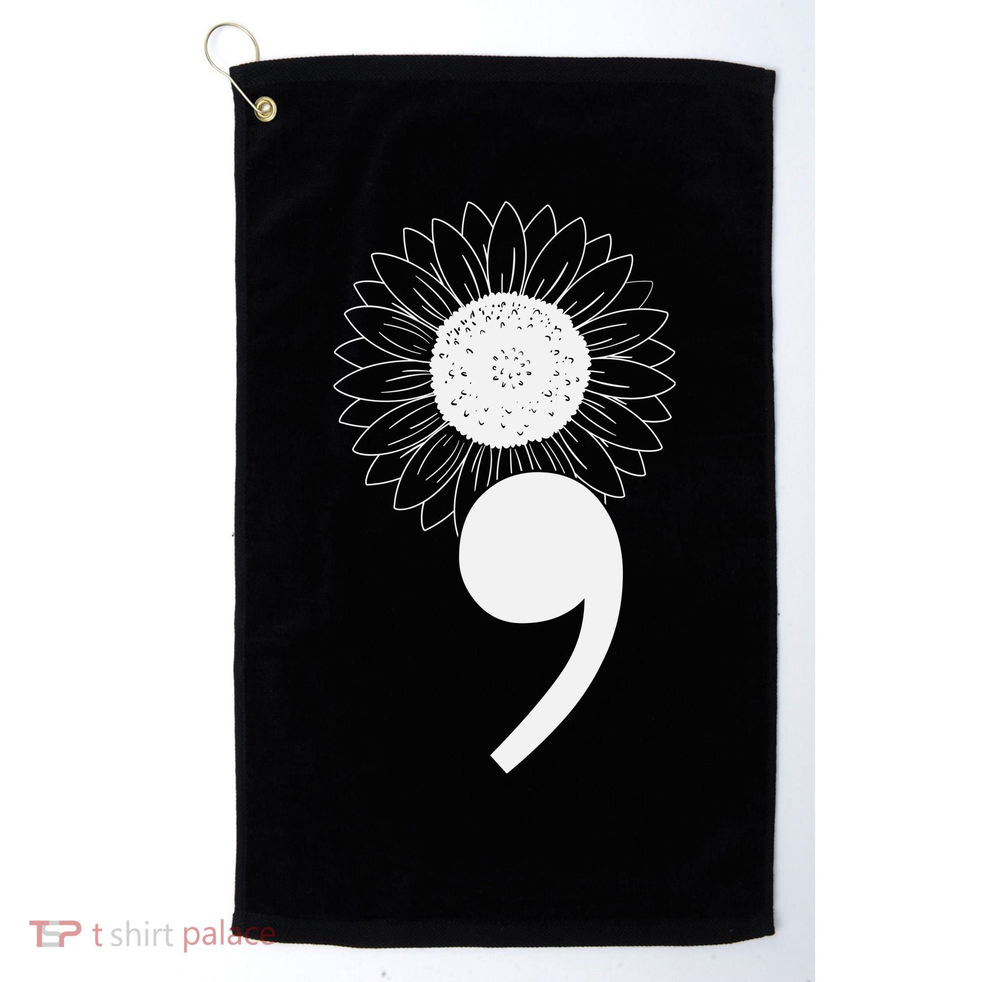 Mental Health Sunflower Semicolon Golf Towel