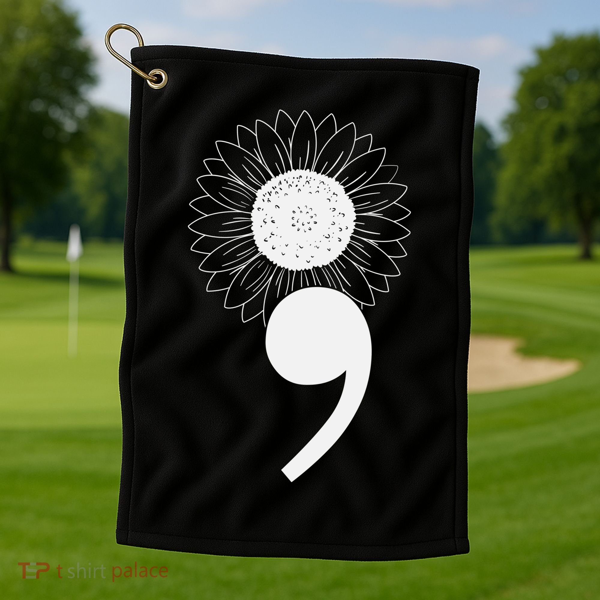 Mental Health Sunflower Semicolon Golf Towel