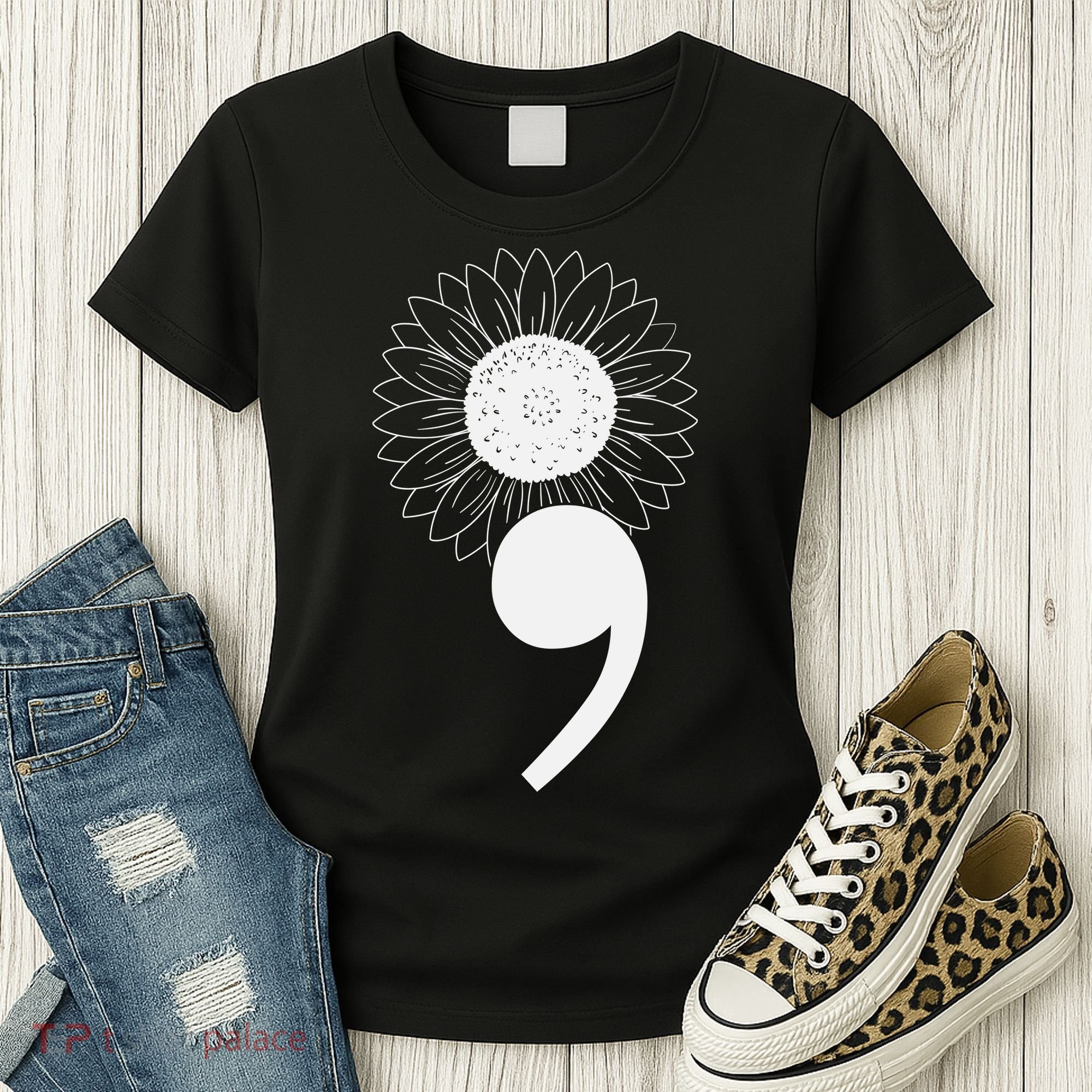 Mental Health Sunflower Semicolon Women's T-Shirt