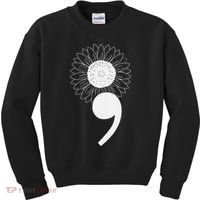 Mental Health Sunflower Semicolon Kids Sweatshirt thumb 0