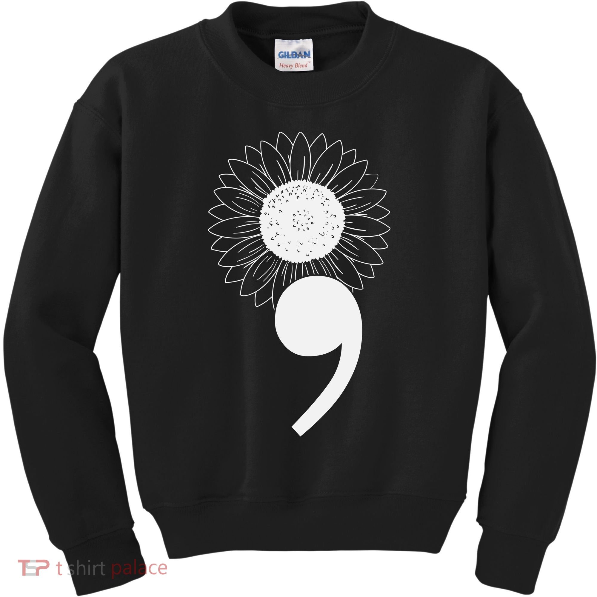 Mental Health Sunflower Semicolon Kids Sweatshirt