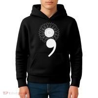 Mental Health Sunflower Semicolon Kids Hoodie thumb 4