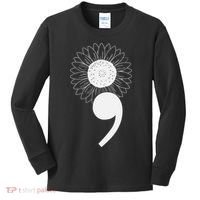 Mental Health Sunflower Semicolon Kids Long Sleeve Shirt thumb 0