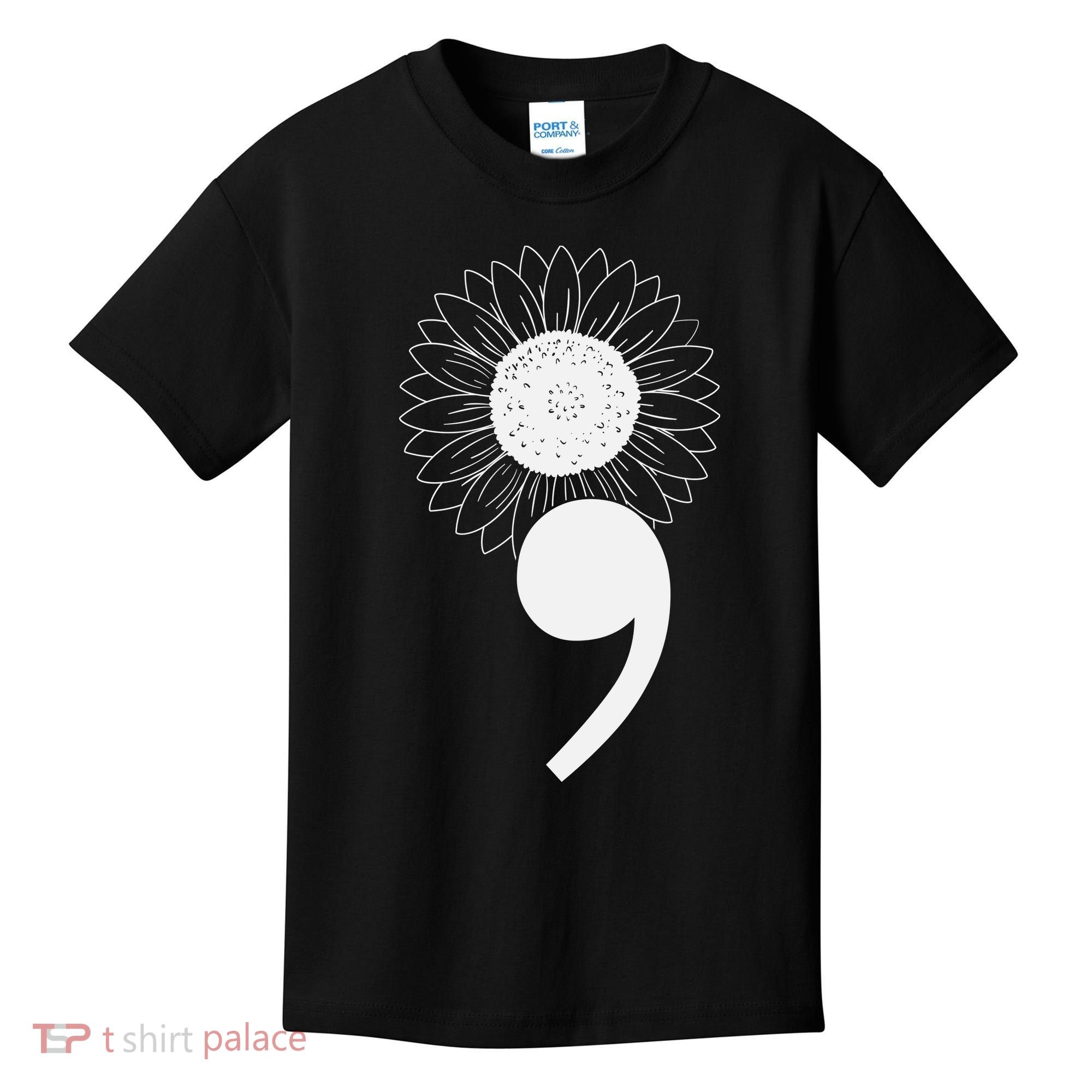 Mental Health Sunflower Semicolon Kids T-Shirt