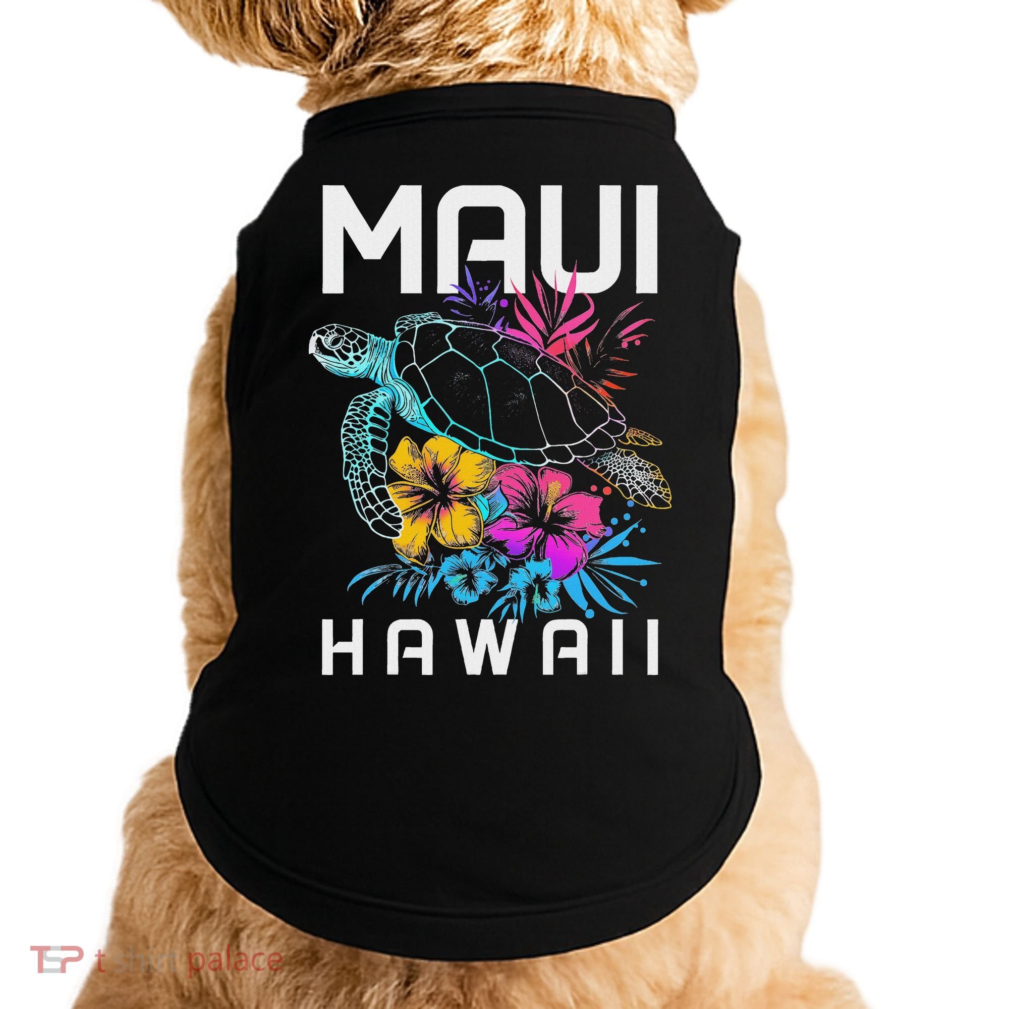 Maui Hawaii Sea Turtle Diving Flower Hawaii Souvenir Doggie Tank