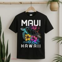 Maui Hawaii Sea Turtle Diving Flower Hawaii Souvenir T-Shirt thumb 2