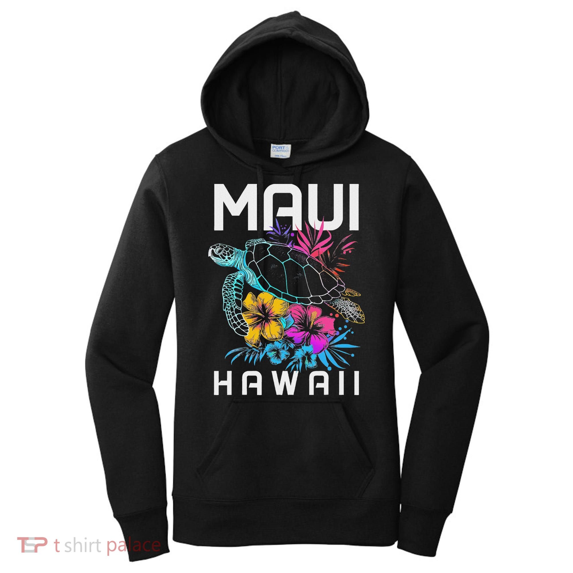 Maui Hawaii Sea Turtle Diving Flower Hawaii Souvenir Women's Hoodie