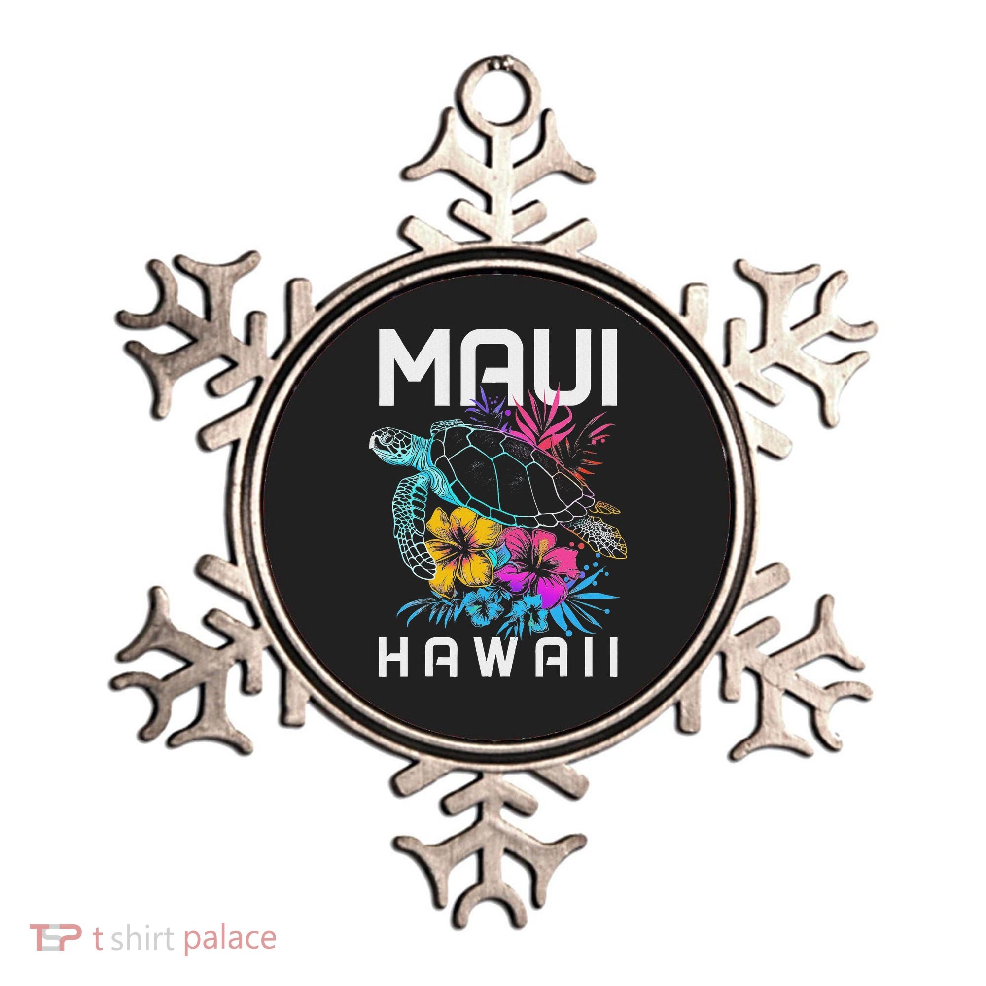 Maui Hawaii Sea Turtle Diving Flower Hawaii Souvenir Ornament