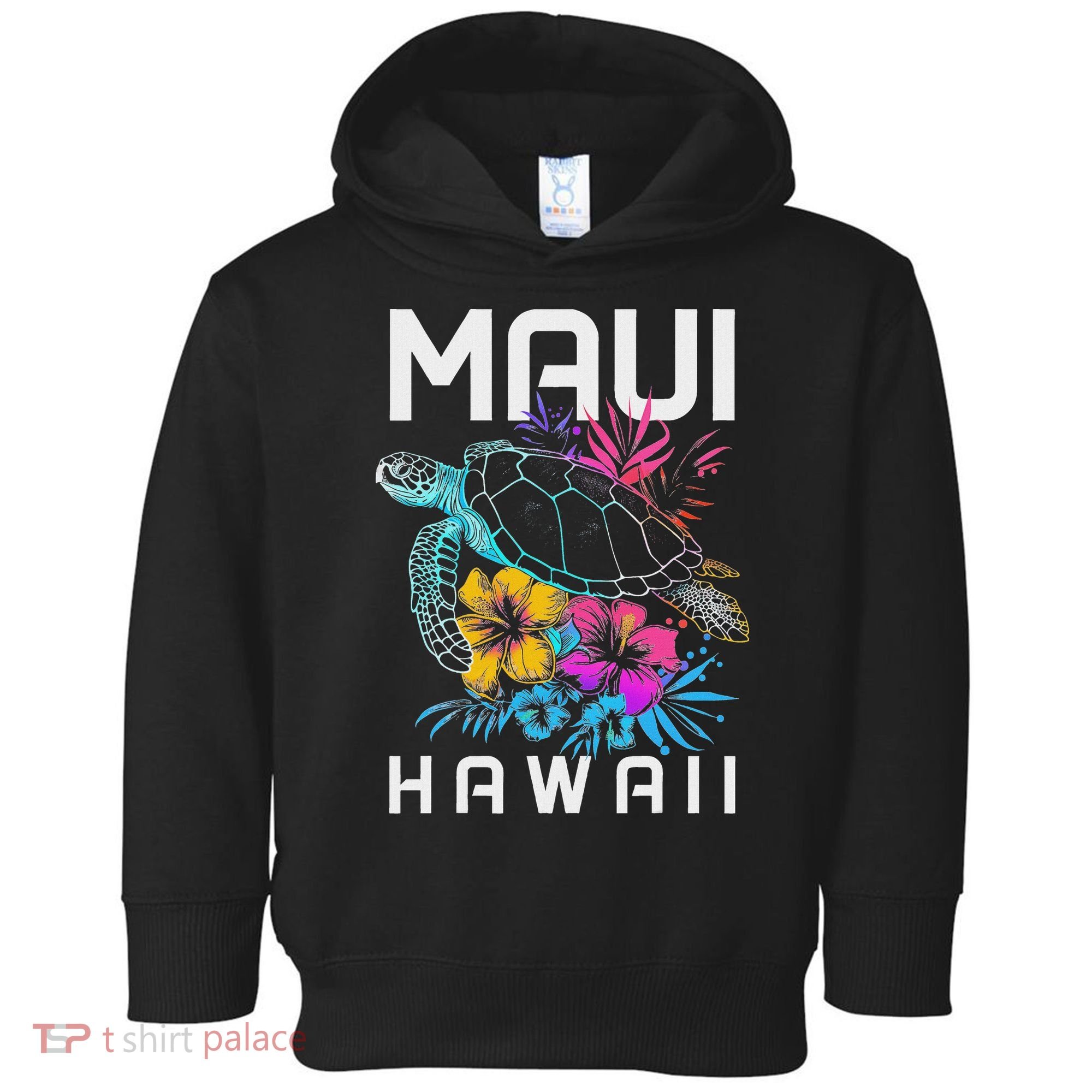 Maui Hawaii Sea Turtle Diving Flower Hawaii Souvenir Toddler Hoodie