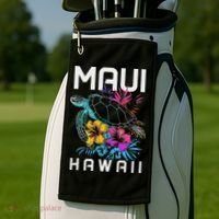 Maui Hawaii Sea Turtle Diving Flower Hawaii Souvenir Golf Towel thumb 2
