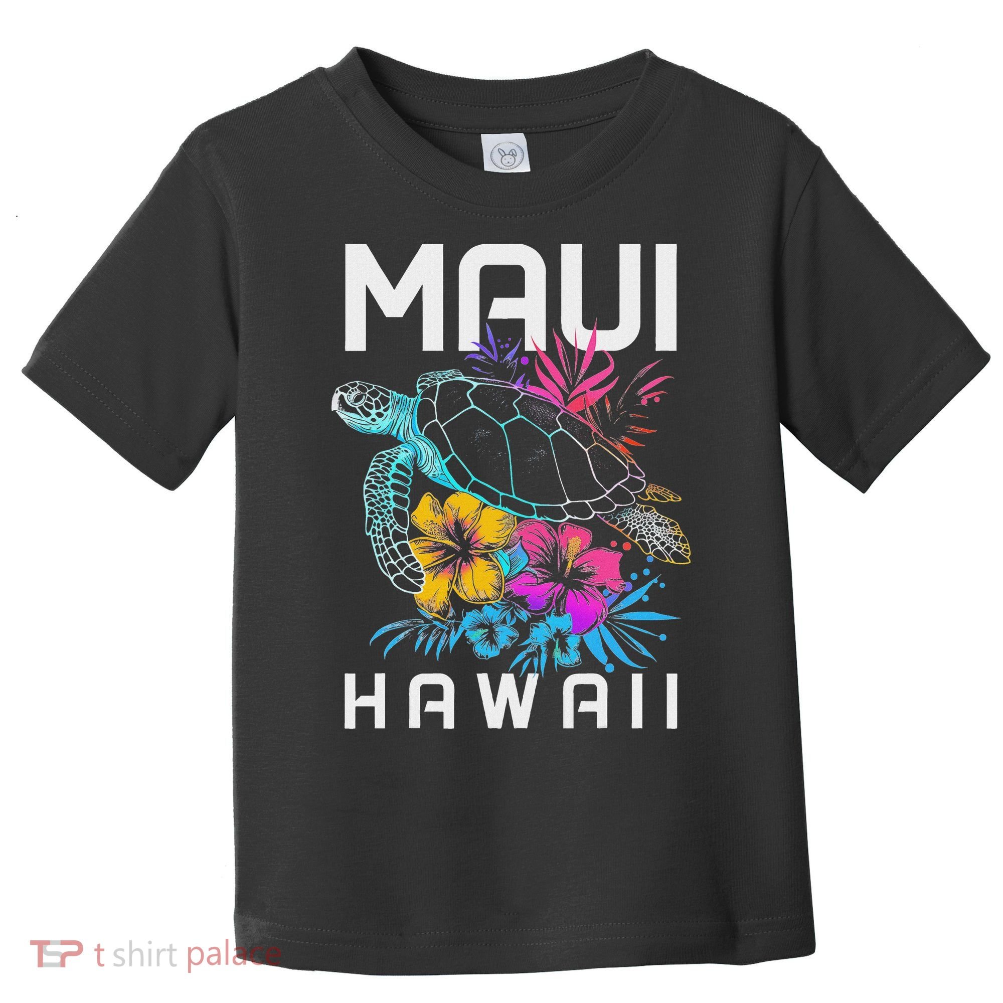 Maui Hawaii Sea Turtle Diving Flower Hawaii Souvenir Toddler T-Shirt