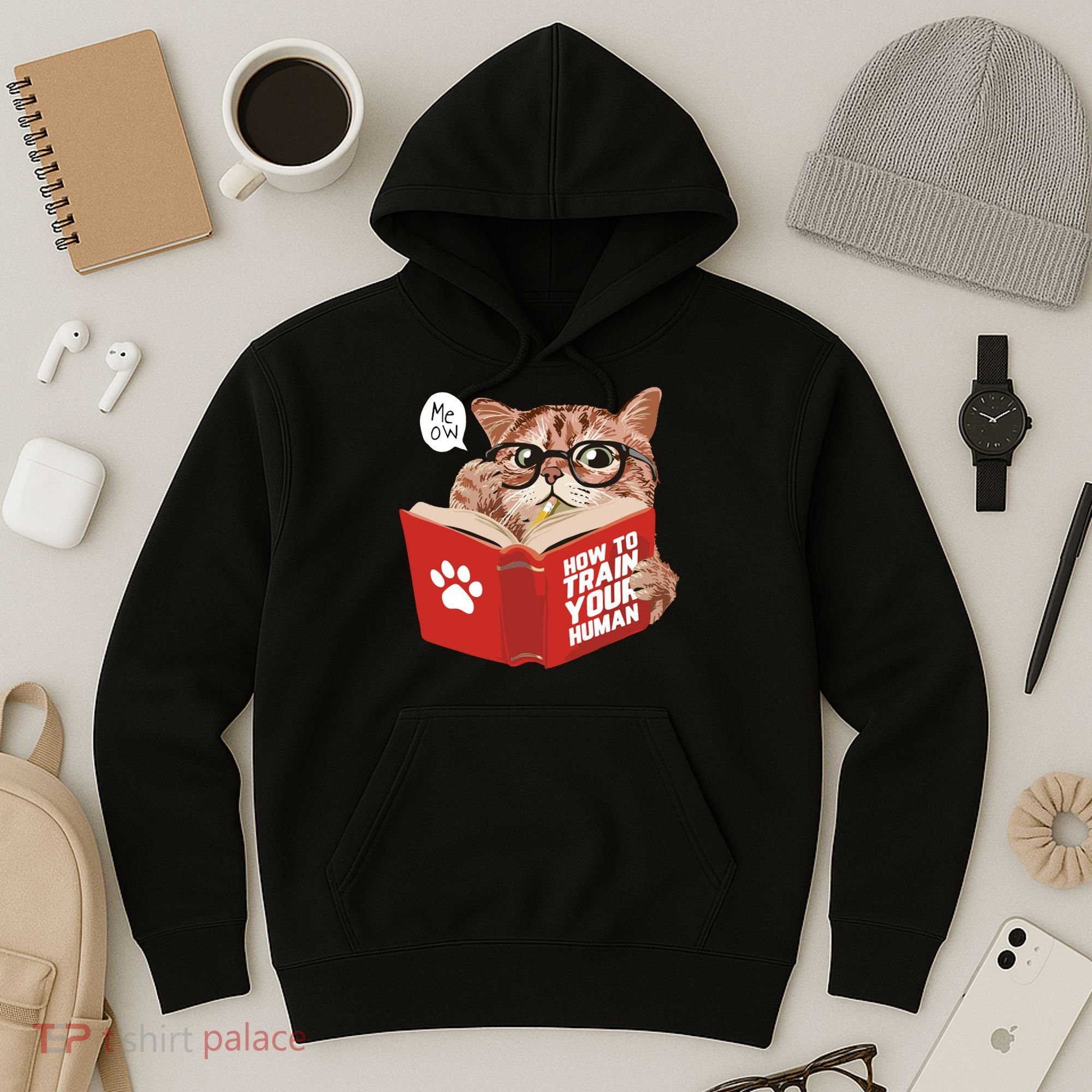 Meow How To Train Your Human Funny Cat Hoodie