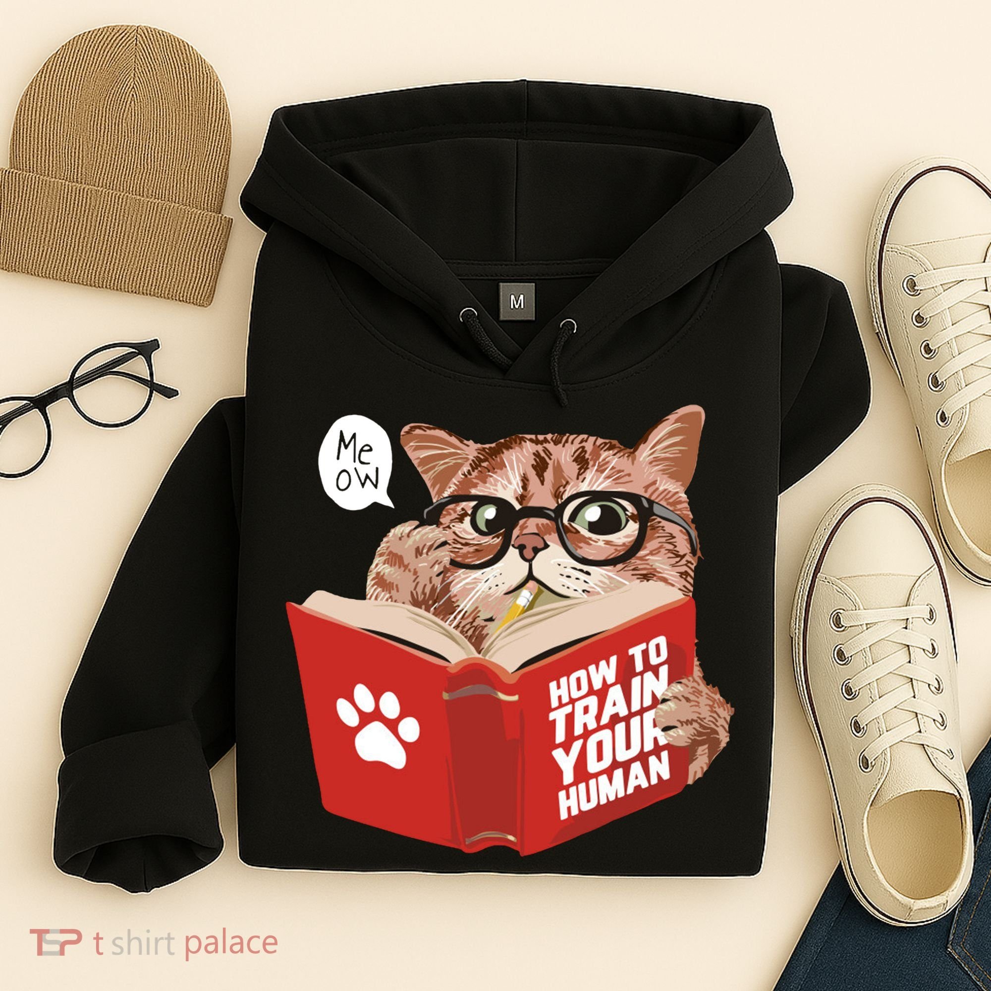 Meow How To Train Your Human Funny Cat Hoodie