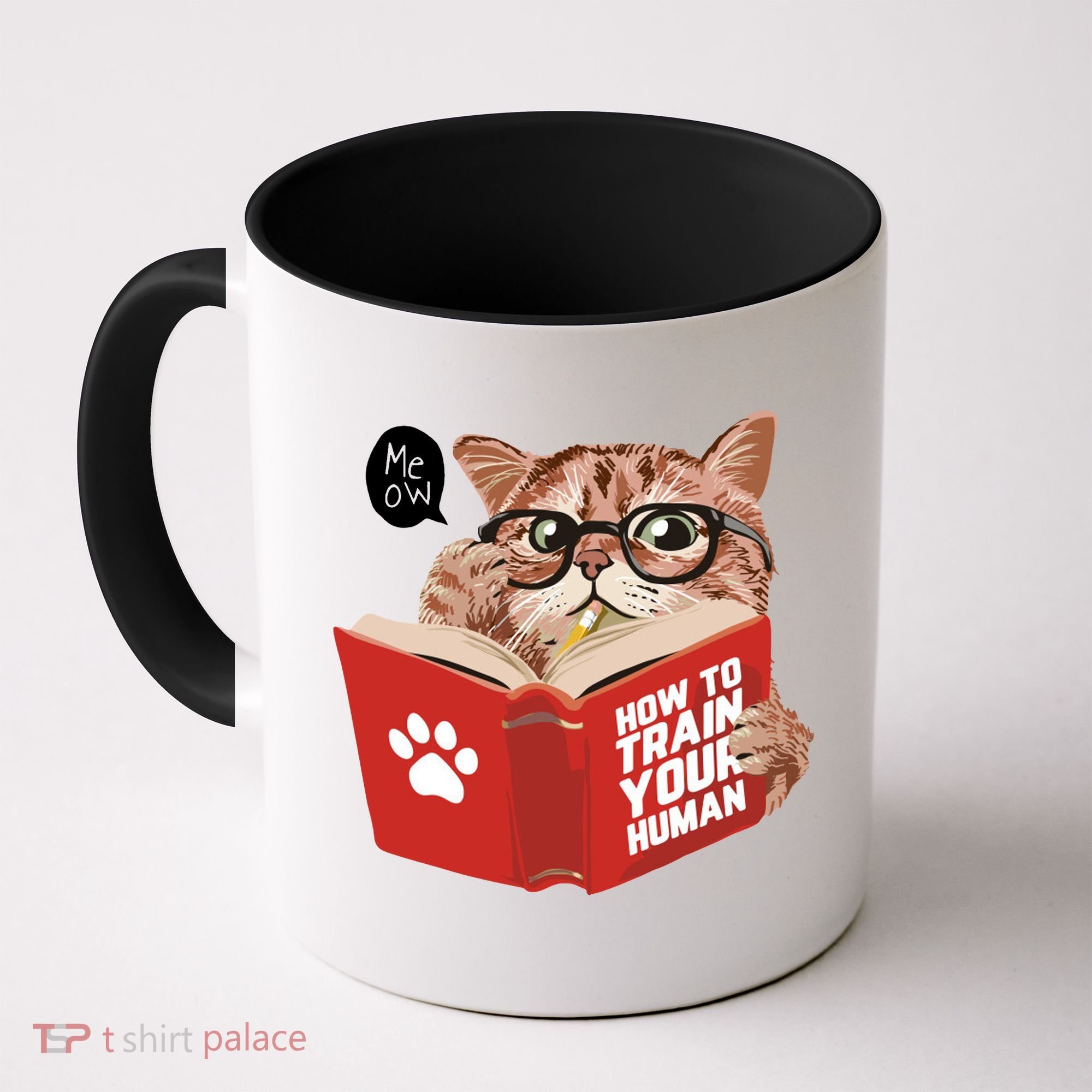 Meow How To Train Your Human Funny Cat Coffee Mug