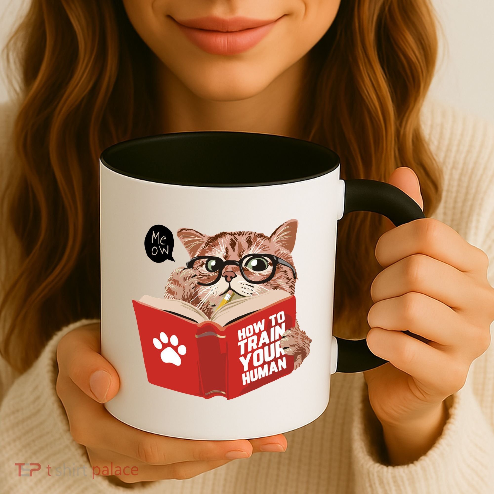 Meow How To Train Your Human Funny Cat Coffee Mug