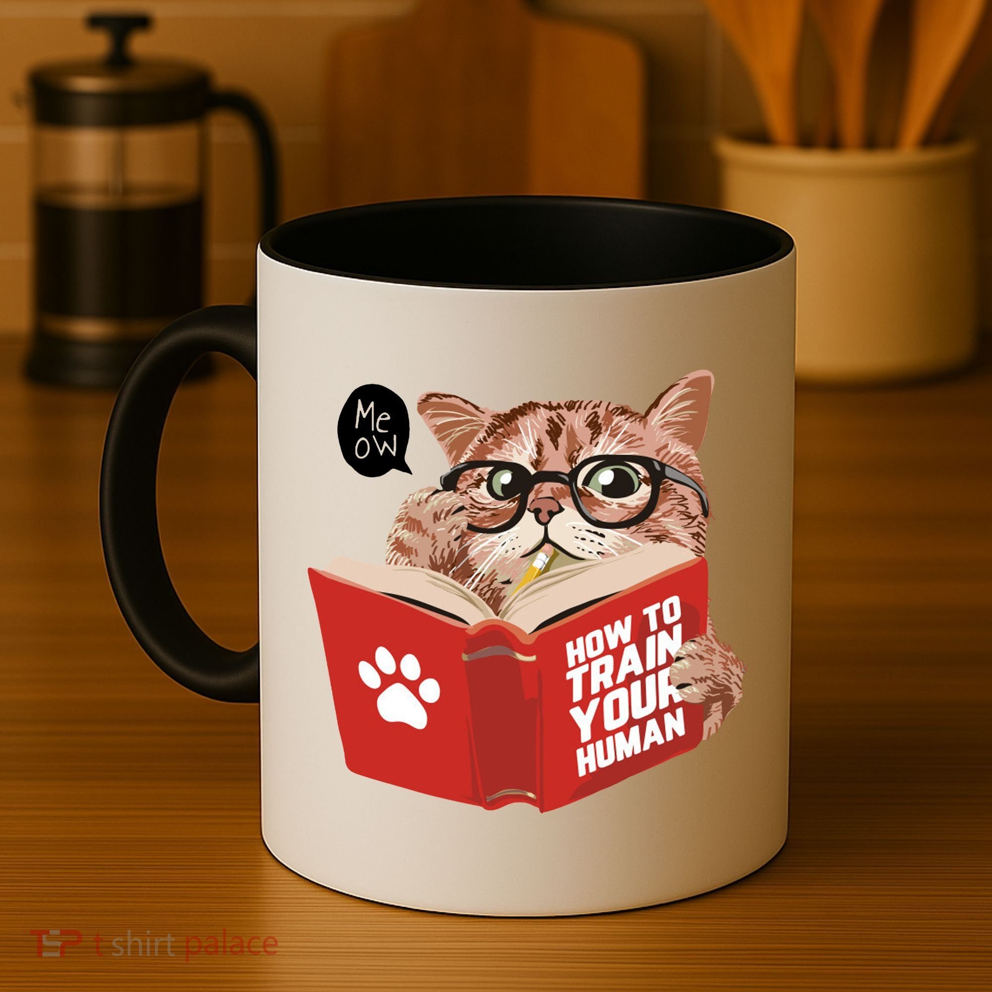 Meow How To Train Your Human Funny Cat Coffee Mug