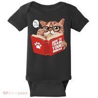 Meow How To Train Your Human Funny Cat Baby Bodysuit thumb 0
