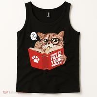 Meow How To Train Your Human Funny Cat Tank Top thumb 2