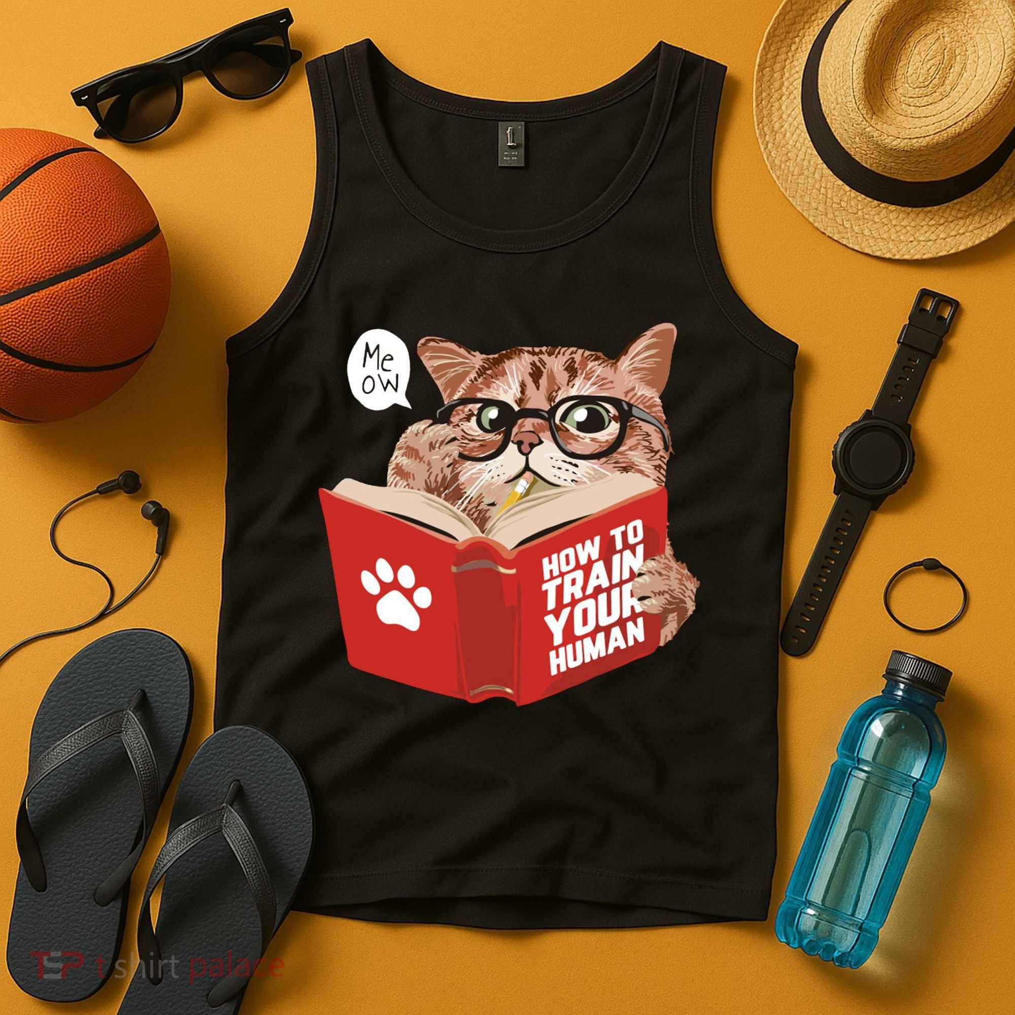 Meow How To Train Your Human Funny Cat Tank Top