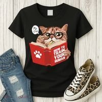 Meow How To Train Your Human Funny Cat Women's T-Shirt thumb 3