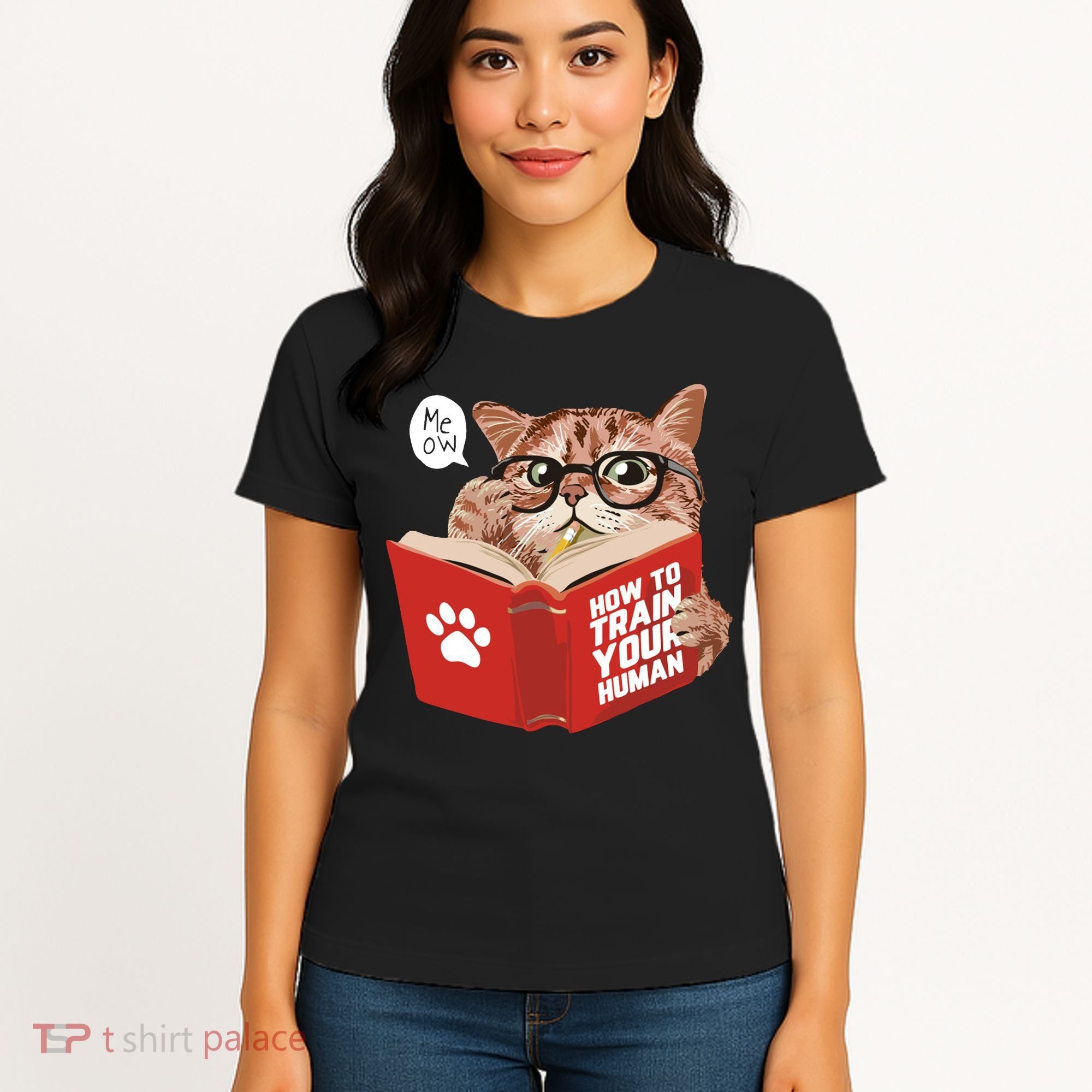 Meow How To Train Your Human Funny Cat Women's T-Shirt